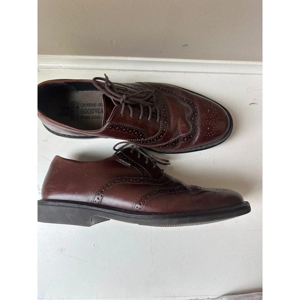 Mephisto Oxford Mens 10 Wingtip Brogue Brown Leather Goodyear Welted Portugal